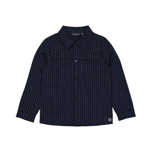 Overhemd top Vijay - Night blue/gestreept navy - Levv voorkant