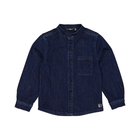 Denim top Vigo - Katoen - Mid blue/donkerblauw - Levv voorkant