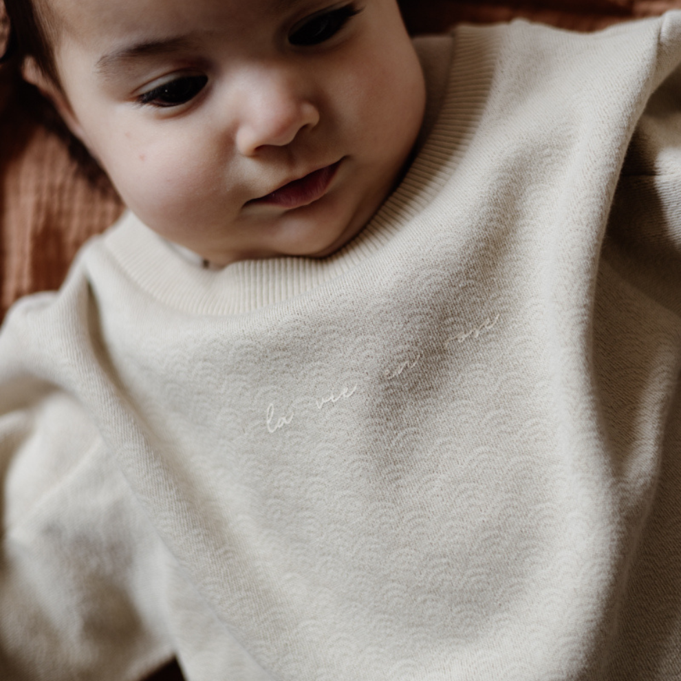 Sweater Laurie - Biologisch katoen - Beige - Levv close up