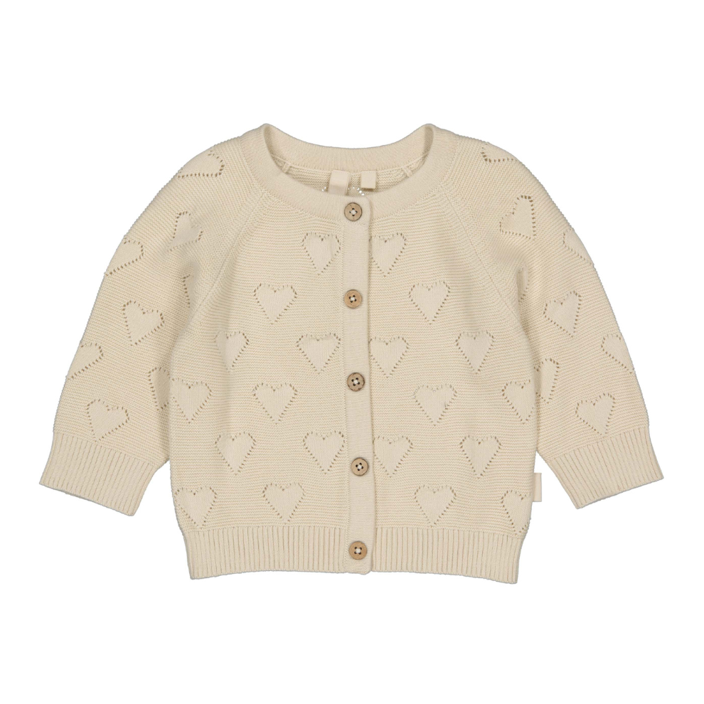 Gebreid vestje Leandra - Biologisch katoen - Light sand/beige - Levv voorkant