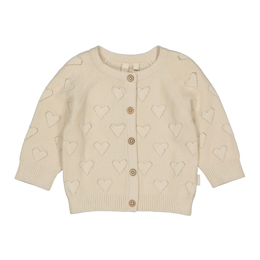 Gebreid vestje Leandra - Biologisch katoen - Light sand/beige - Levv voorkant