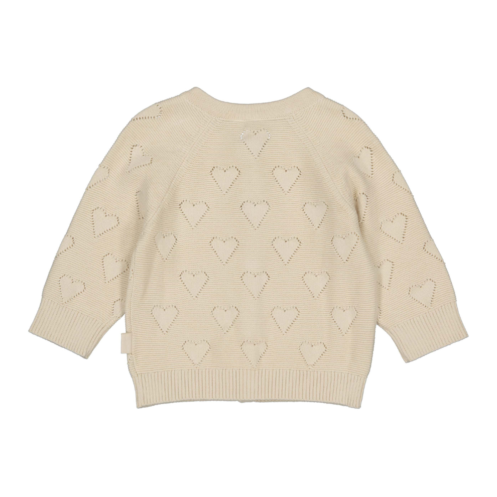 Gebreid vestje Leandra - Biologisch katoen - Light sand/beige - Levv achterkant