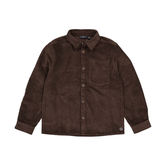 Corduroy overhemd Tiek - Katoen - Donkerbruin - Levv voorkant