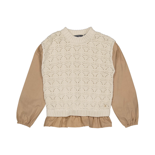 Top met gilet Vere - Katoen - Dark sand/beige - Levv voorkant