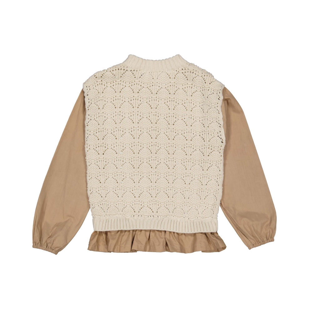 Top met gilet Vere - Katoen - Dark sand/beige - Levv achterkant