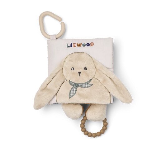 Activity boekje met bijtring en spiegel - Wagenhanger baby - Fey classic - Liewood voorkant