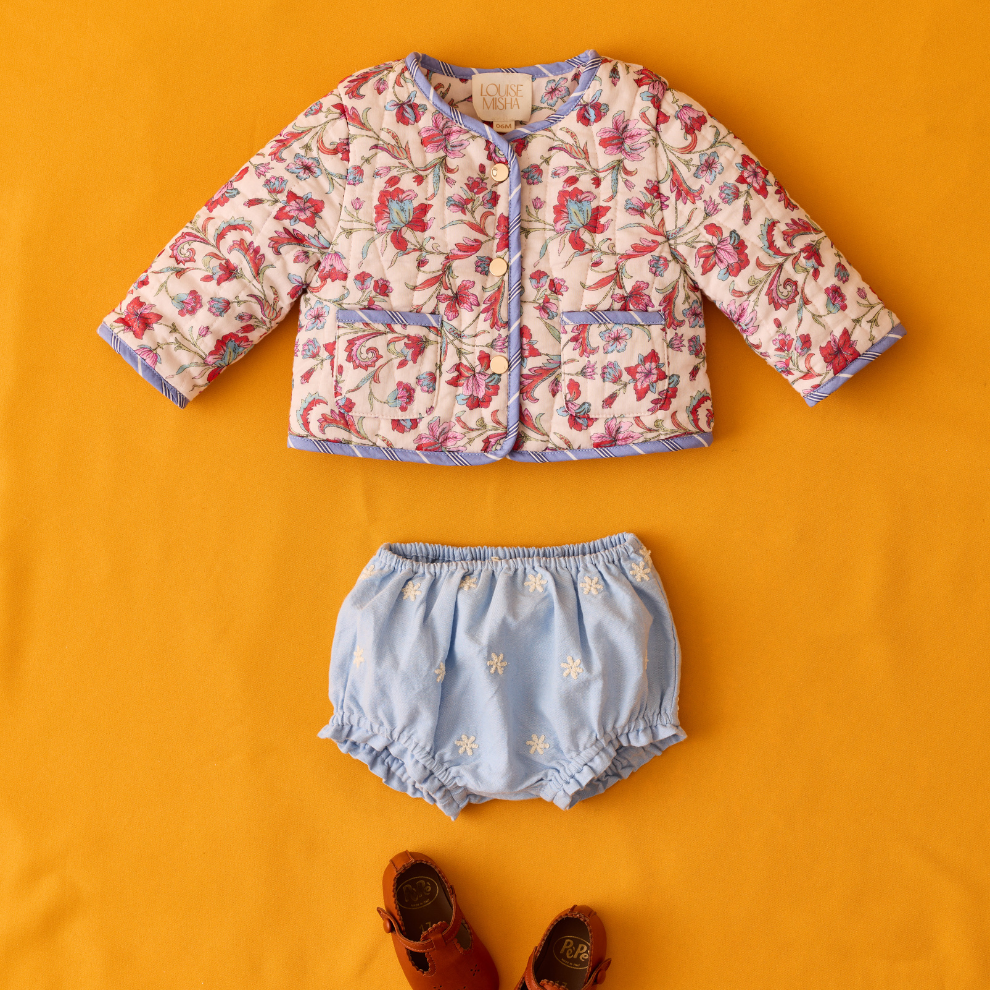 Luierbroekje - Bloomer Maud - Biologisch katoen - Oxford Blue/blauw - Louise Misha setje met jas