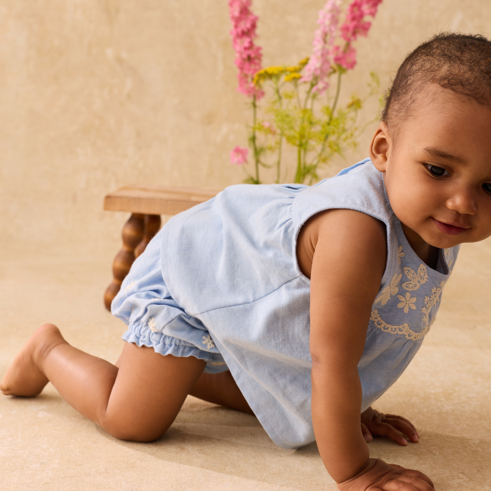 Luierbroekje - Bloomer Maud - Biologisch katoen - Oxford Blue/blauw - Louise Misha baby