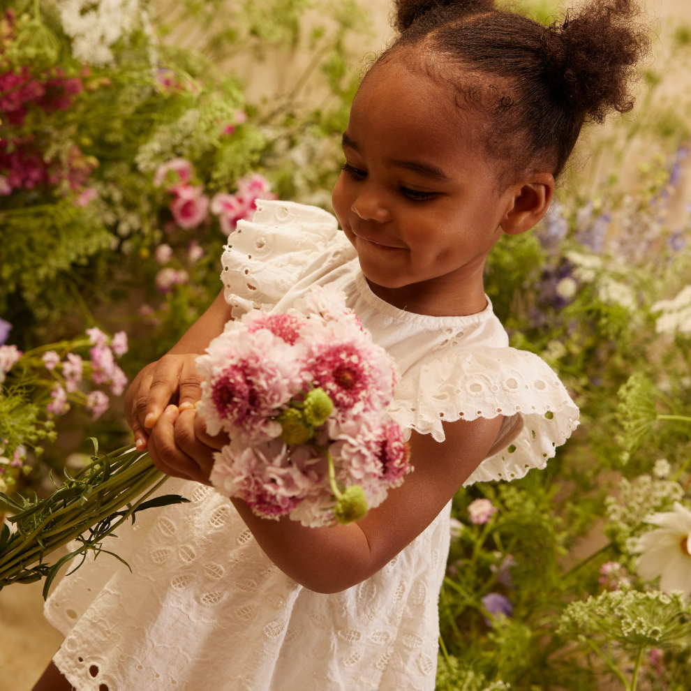 Romper jurkje Lenali - Biologisch katoen - Off White/Wit - Louise Misha  kind