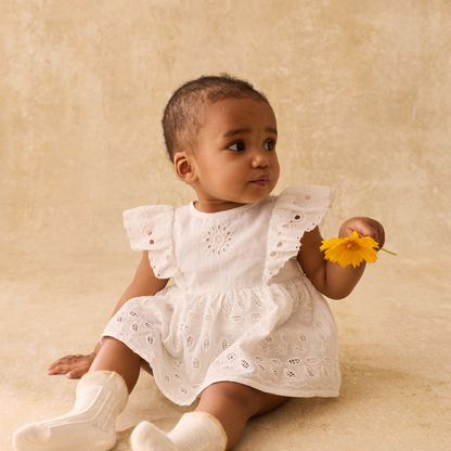 Romper jurkje Lenali - Biologisch katoen - Off White/Wit - Louise Misha kind 2