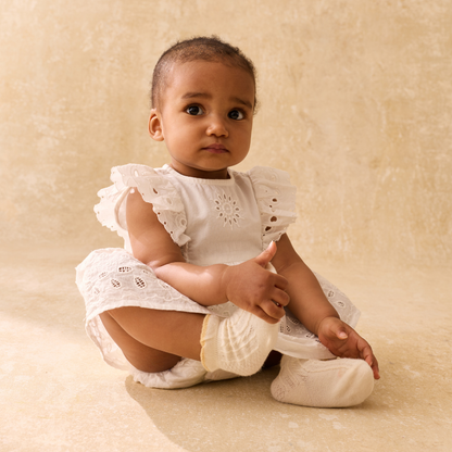 Romper jurkje Lenali - Biologisch katoen - Off White/Wit - Louise Misha baby 1