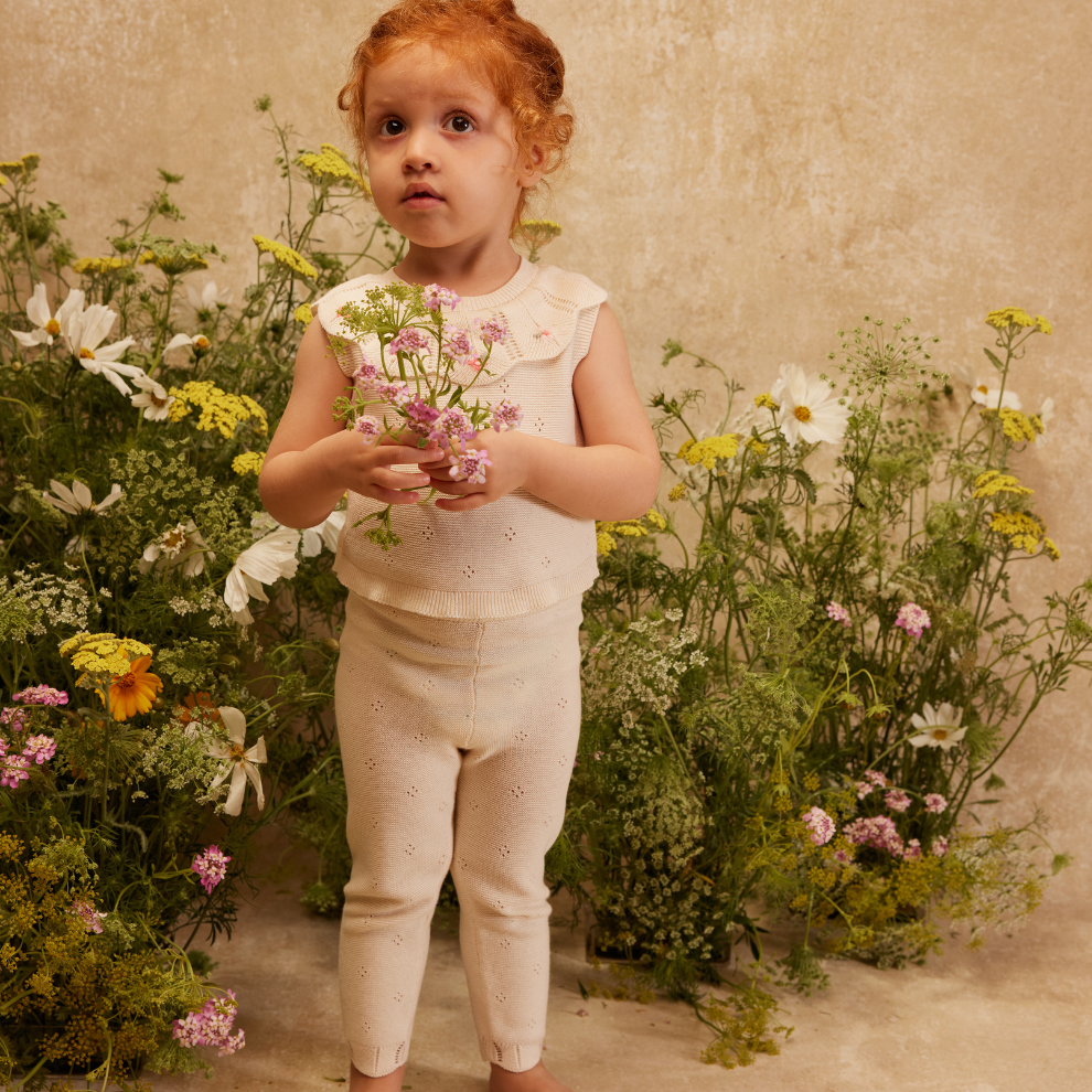 Gebreid broekje - Legging Manou - Katoen - Cream - Louise Misha staand