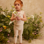 Gebreid broekje - Legging Manou - Katoen - Cream - Louise Misha staand