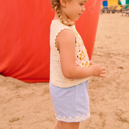 Kort broekje - Shorts Vally - Biologisch katoen - Oxford Blue/Blauw - Louise Misha zijkant