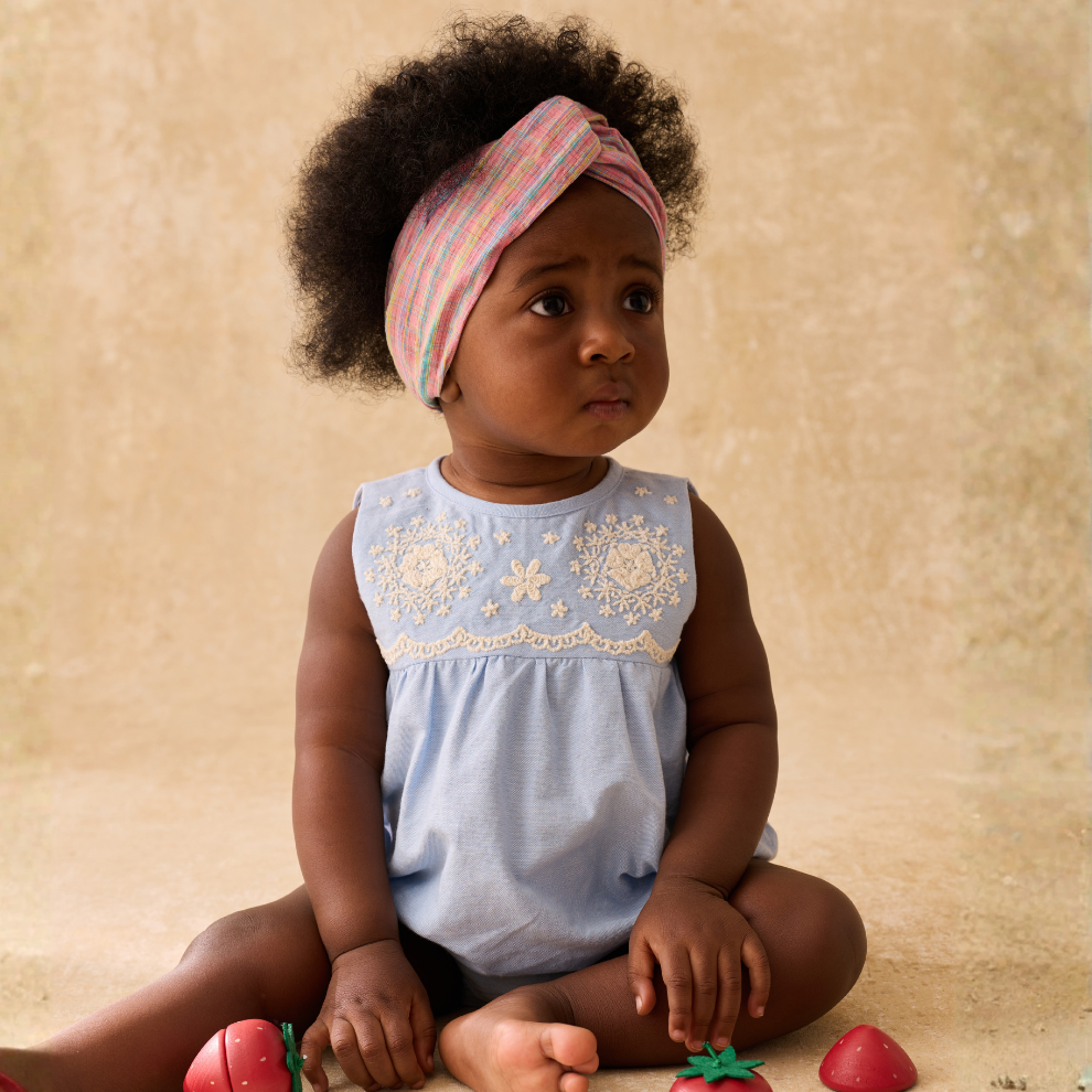 Romper Nushan - Biologisch katoen - Oxford Blue/Blauw - Louise Misha kind