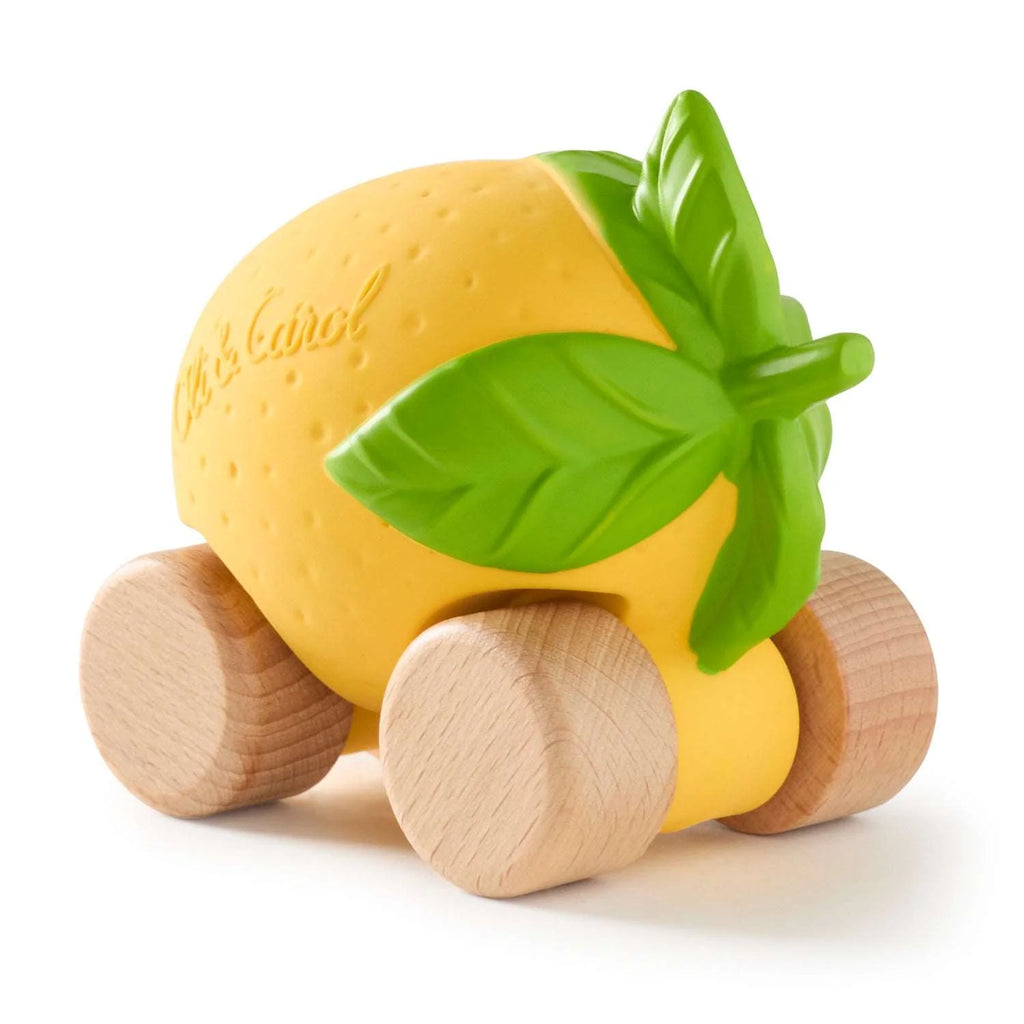 Speelgoedauto Lou the Lemon met garage & racebaan - 0+ jaar - Natuurrubber & FSC-hout - Oli & Carol - productfoto - afbeelding 7