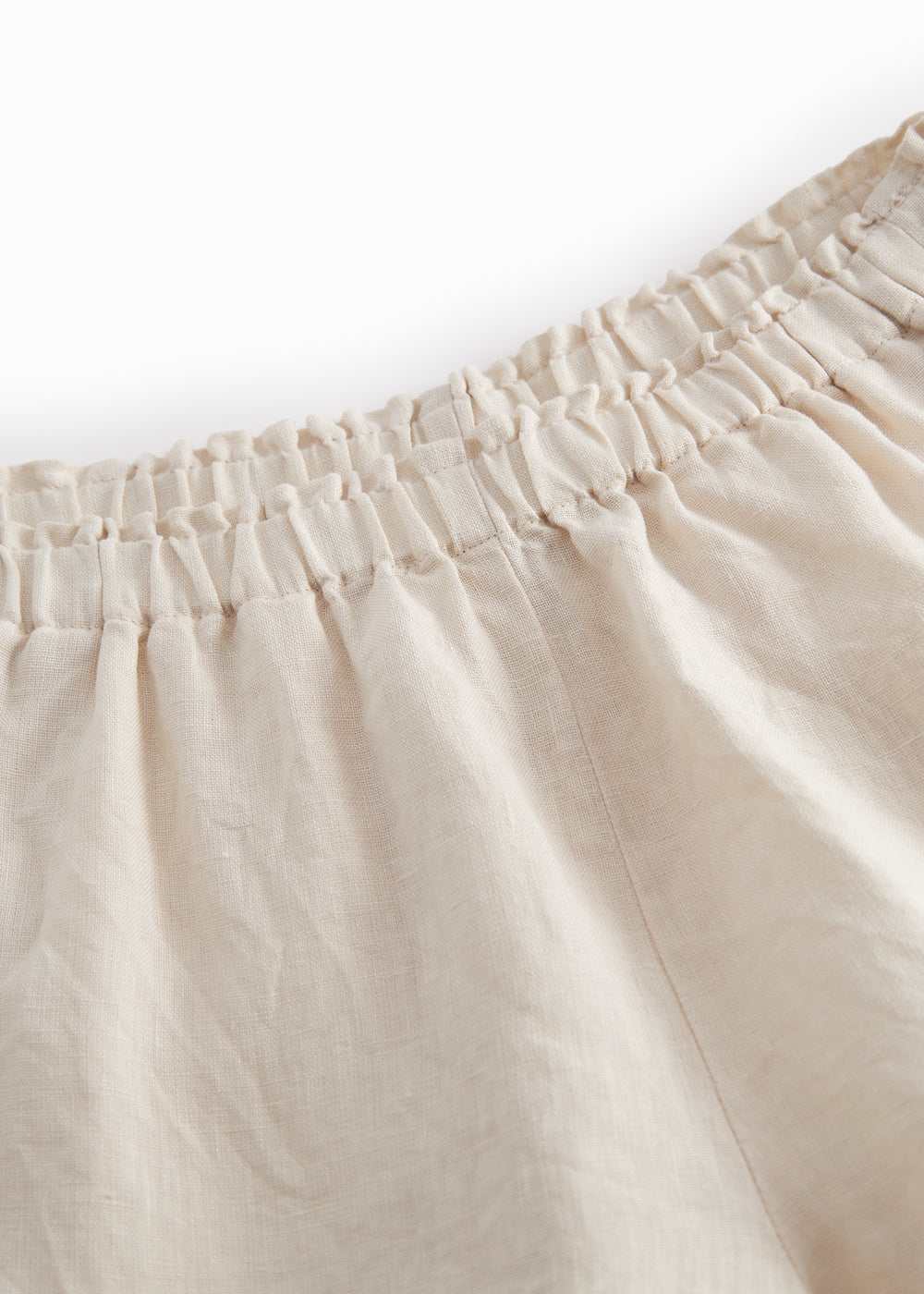 Linnen kort broekje - Pala Frill - Kit/Beige - MarMar Copenhagen boven