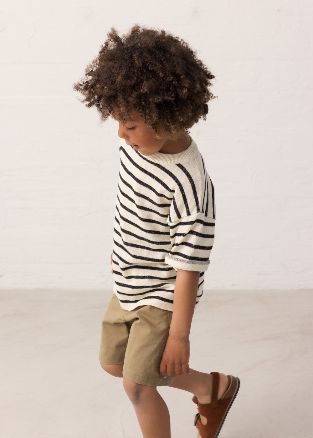 T-shirt Titan SS - Linnen/katoen - Linen Mix Stripe - MarMar Copenhagen kind