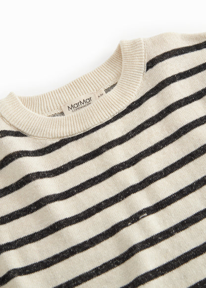T-shirt Titan SS - Linnen/katoen - Linen Mix Stripe - MarMar Copenhagen close up