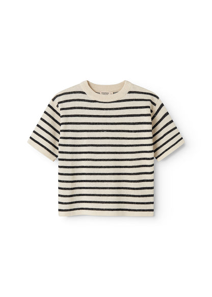 T-shirt Titan SS - Linnen/katoen - Linen Mix Stripe - MarMar Copenhagen voor