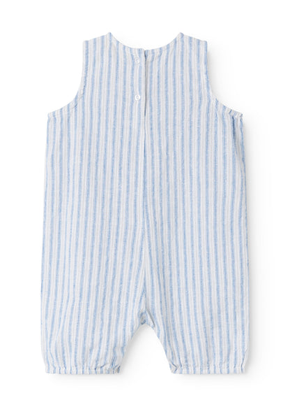 Tuinbroekje Roventa S - Linnen/katoen - Surf Blue Stripe - MarMar Copenhagen achter