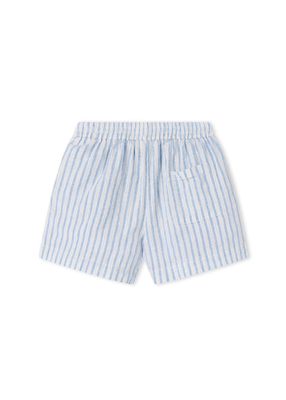 Kort broekje Pinon - Linnen/katoen - Surf Blue Stripe - MarMar Copenhagen achter
