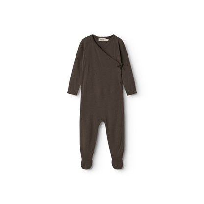 Zacht MarMar Copenhagen Piva pointelle merinowol boxpakje met voetjes voor baby thermoregulerend en kriebelvrij newborn terre donkerbruin