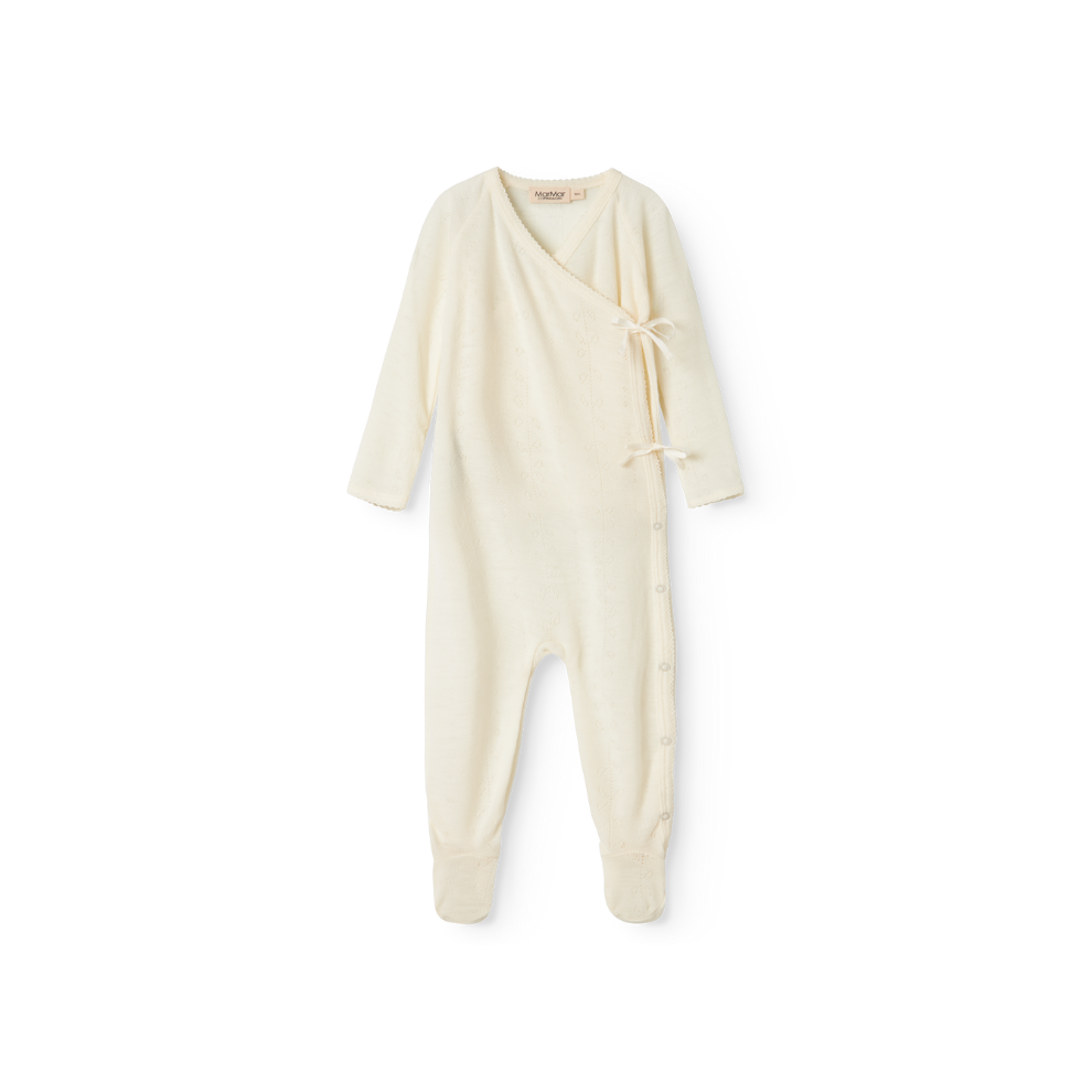 Zacht MarMar Copenhagen Piva pointelle merinowol boxpakje met voetjes voor baby thermoregulerend en kriebelvrij newborn natural wit