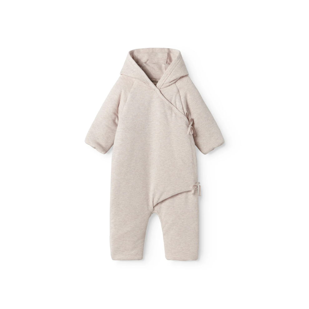 MarMar Copenhagen Rex Modal Baby Jumpsuit – Warm Padded Boxpak met Capuchon & Omvouwbare Handjes/Voetjes beige melange
