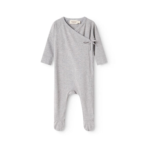 MarMar Copenhagen Rula Modal Boxpak met Voetjes  Zacht Overslag Baby Jumpsuit Biologisch Katoen en TENCEL™ Modal light grey melange grijs