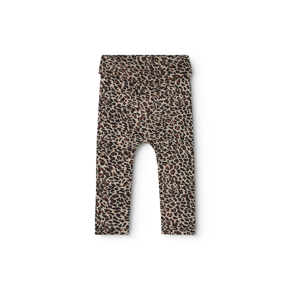 Zacht Baby Broekje legging - Leo Piva Modal - Biologisch katoen en modal - Panterprint - MarMar Copenhagen voorkant