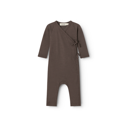 Wickelstrampler - Rula Wool Rib - Merinowolle - MarMar Copenhagen terre dunkelbraun
