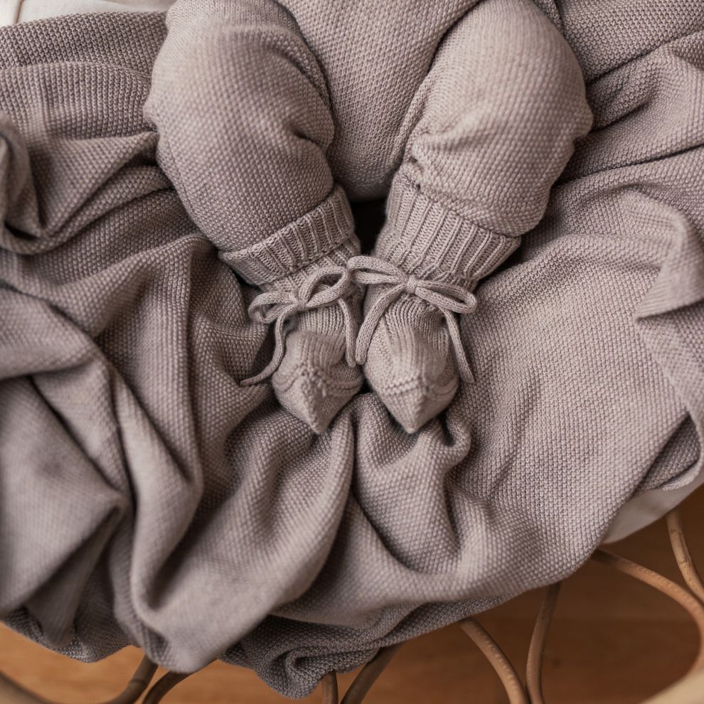 Gebreide slofjes Abootie - Biologisch katoen/modal - Beige - MarMar Copenhagen baby