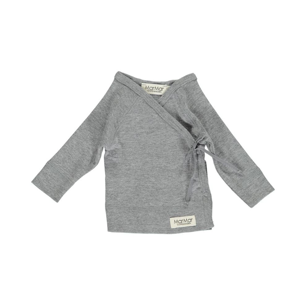 MarMar Copenhagen - Tut Wrap Top - Grey melange - Wikkeltruitje - Grijs - Modal Katoen