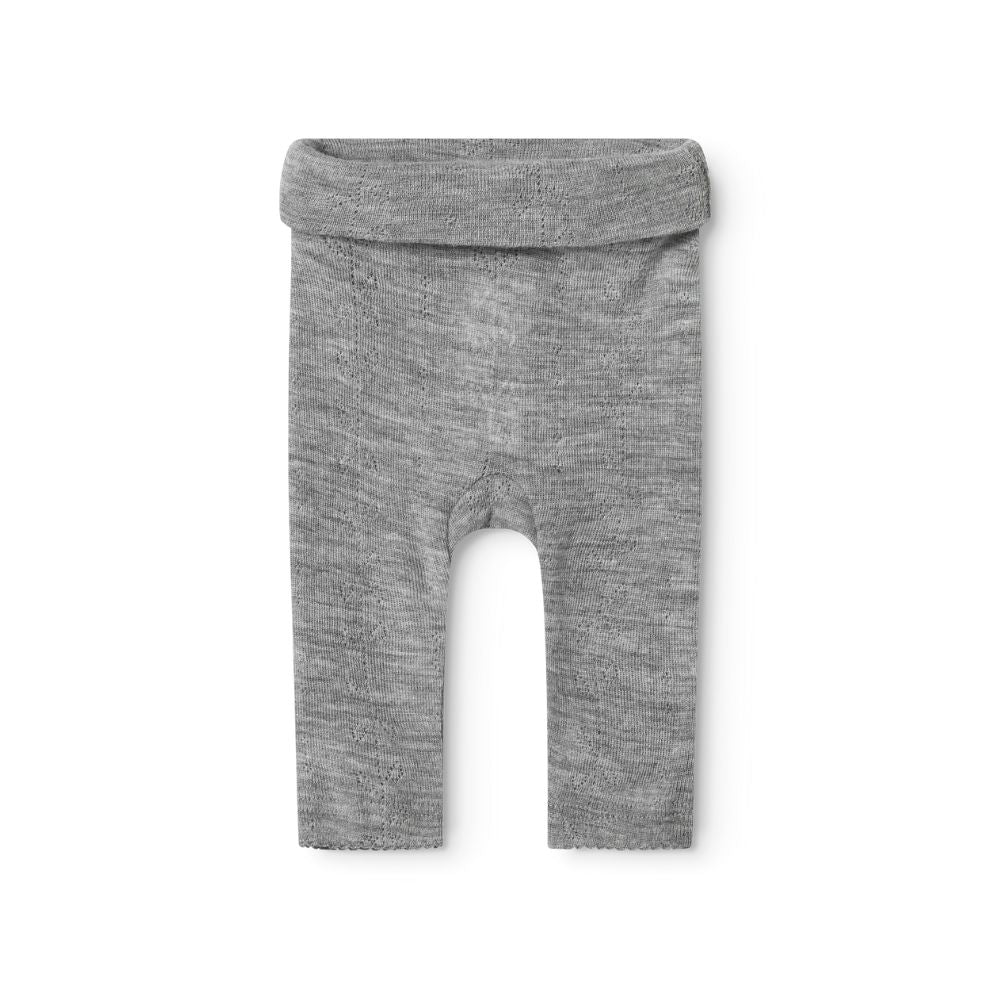 MarMar Copenhagen - Piva Wool Pointelle Pants - Broekje - 100% merino wol - Grey melange product