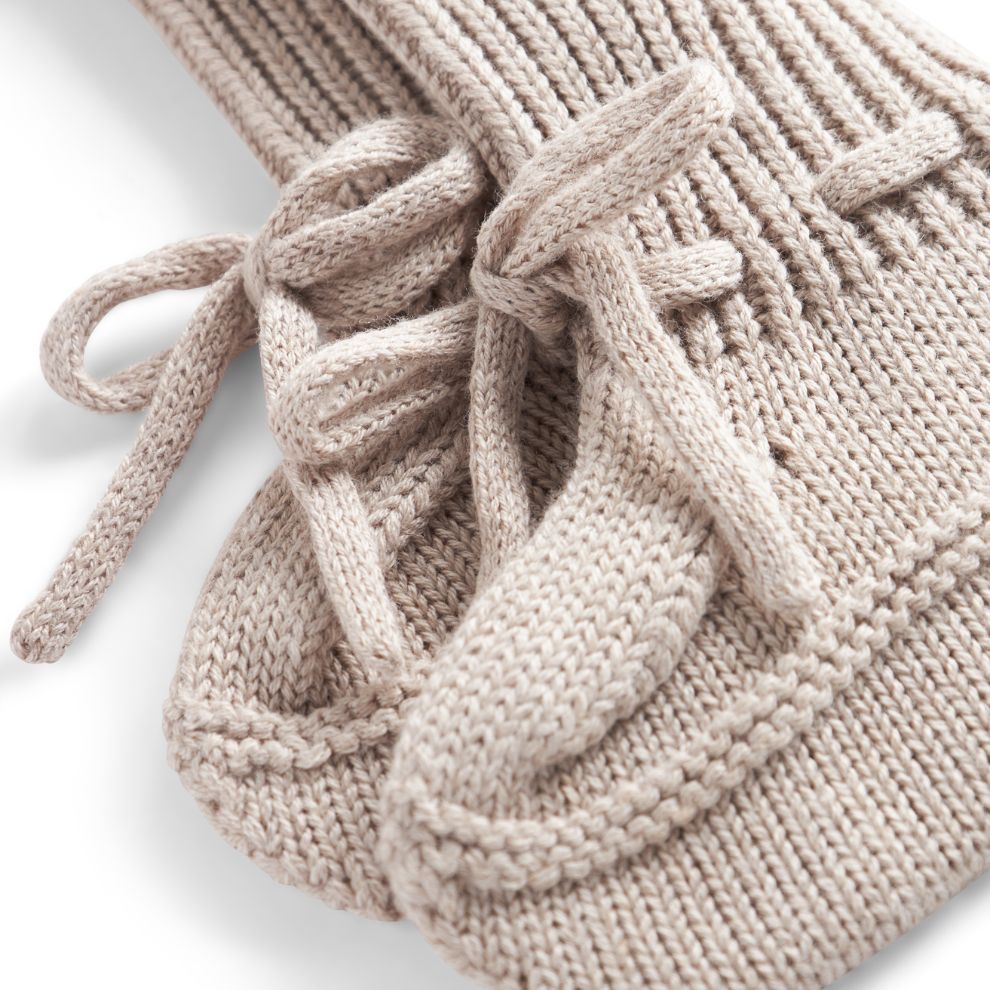 Gebreide slofjes Abootie - Biologisch katoen/modal - Beige - MarMar Copenhagen close up