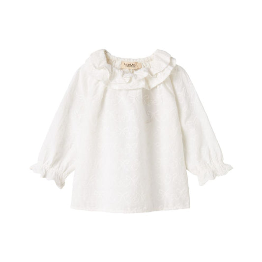 Blouse top Tonello Bow - Biologisch katoen - Wit - Marmar Copenhagen voorkant