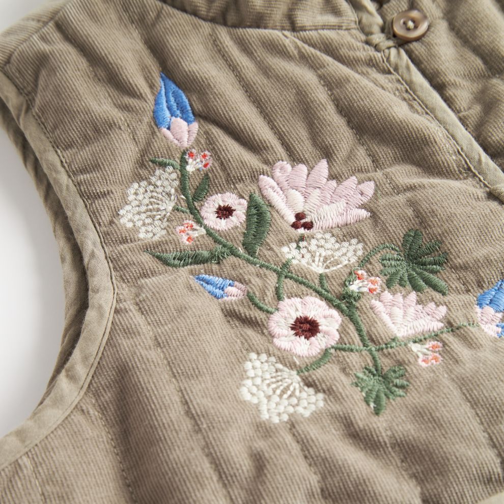Gilet vest Jola - Biologisch katoen - Bruin/mud - Marmar Copenhagen bloemen