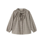 Blouse top Takari scarf - Biologisch katoen - Pilot Navy Check - Marmar Copenhagen voorkant