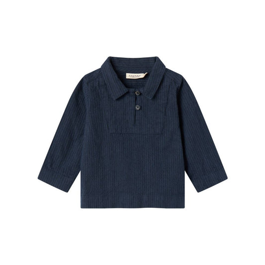 Overhemd top - Biologisch katoen - Dark Blue Stripe/navy - Marmar Copenhagen voorkant