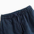 Broek Plano - Biologisch katoen - Dark Blue Stripe/navy - Marmar Copenhagen close up