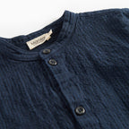 Overhemd top - Biologisch katoen - Dark Blue Stripe/navy - Marmar Copenhagen close up