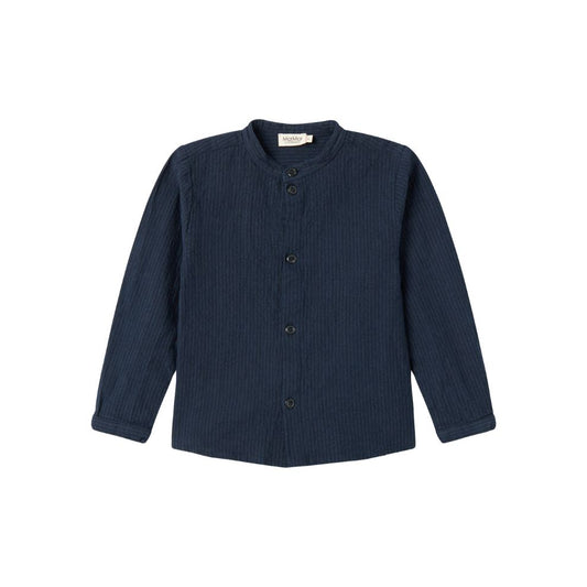Overhemd top - Biologisch katoen - Dark Blue Stripe/navy - Marmar Copenhagen voorkant
