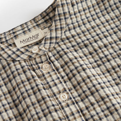 Overhemd top Tokyo - Biologisch katoen - Pilot Navy Check  - Marmar Copenhagen bovenkant