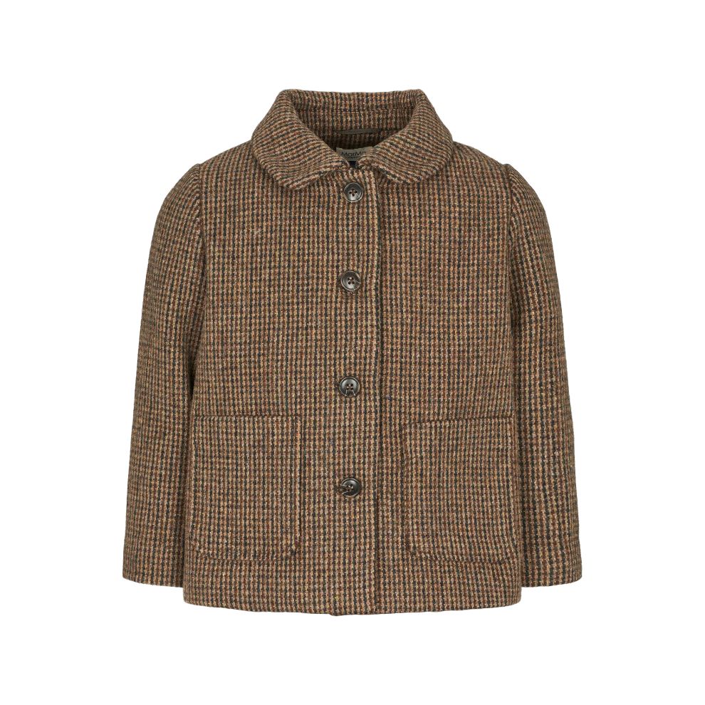 Winterjas kinderen - Wolmix - Earthy Check - Marmar Copenhagen voorkant