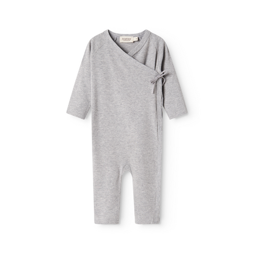 MarMar Copenhagen Rula Modal Overslag Boxpak Combinaison bébé douce avec fermeture croisée TENCEL™ Modal & coton biologique light grey melange gris