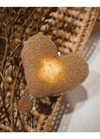 Muziekmobiel – Hartje – Biologisch katoen – Handgemaakt - Mrs Ertha - met lampje aan