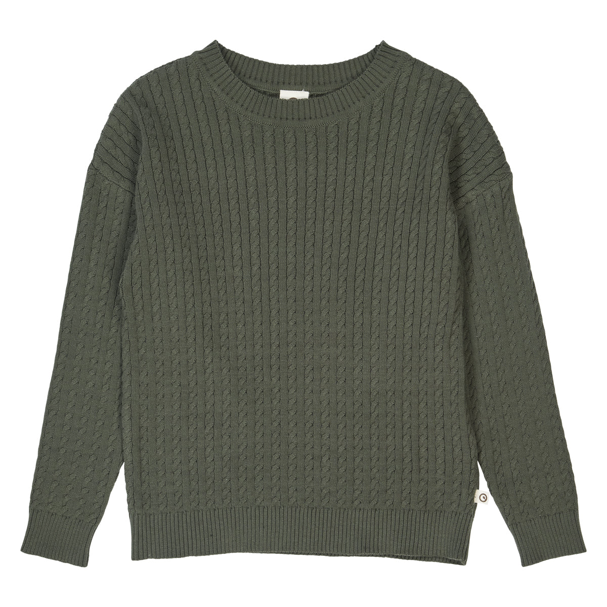 Gebreide kabel trui - Biologisch katoen - Deep green/groen - Müsli by Green Cotton voorkant