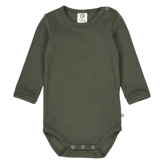 Cozy me rib l/s body - Romper lange mouwen - Deep green/Groen voorkant