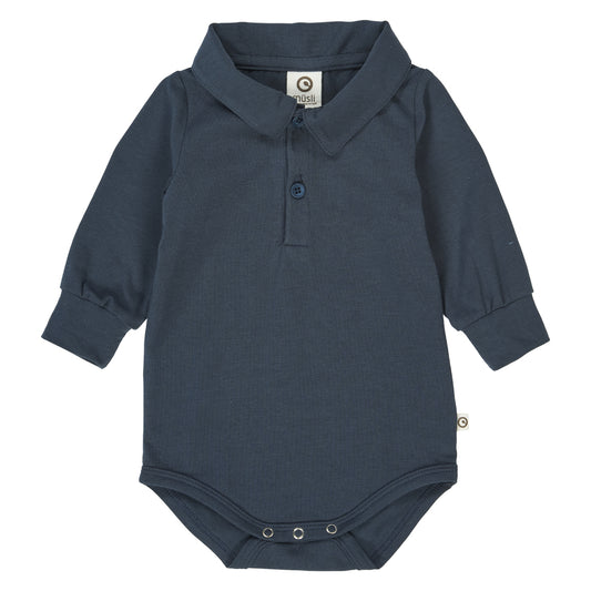 Müsli by Green Cotton - Cozy me l/s shirt body - Romper - Night blue - Biologisch katoen mix voorkant